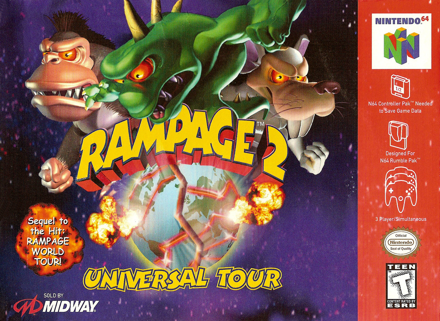 RAMPAGE 2: UNIVERSAL TOUR - N64 (W/BOX & MANUAL)