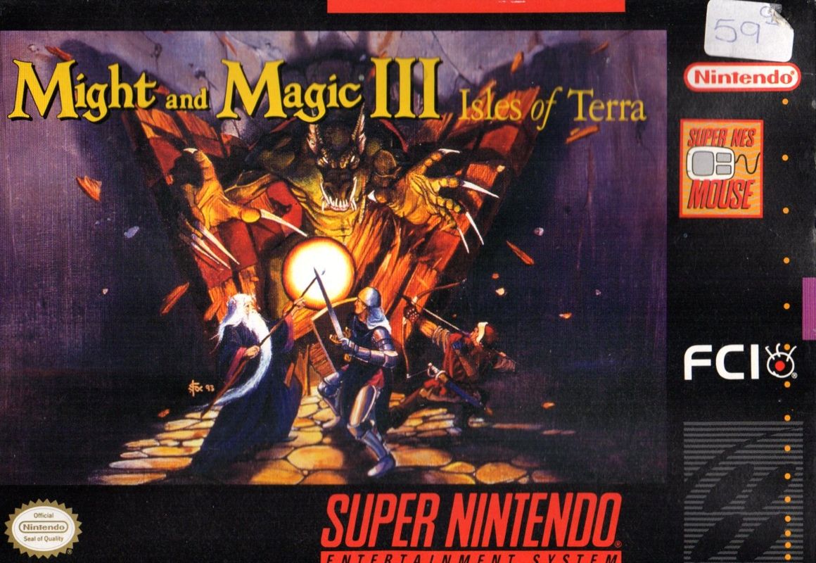 MIGHT & MAGIC III: ISLES OF TERRA - SNES (W/BOX & MANUAL)