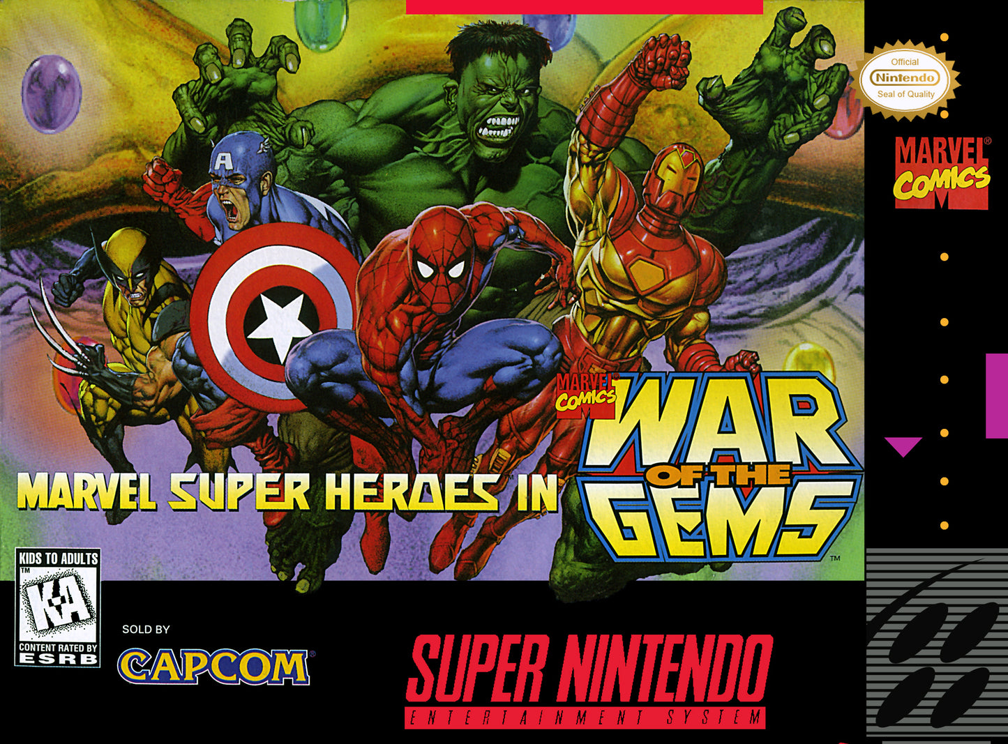 MARVEL SUPER HEROES IN WAR OF THE GEMS - SNES (W/BOX & MANUAL)