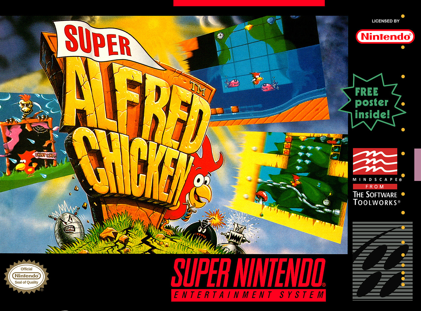 SUPER ALFRED CHICKEN - SNES (W/BOX & MANUAL)