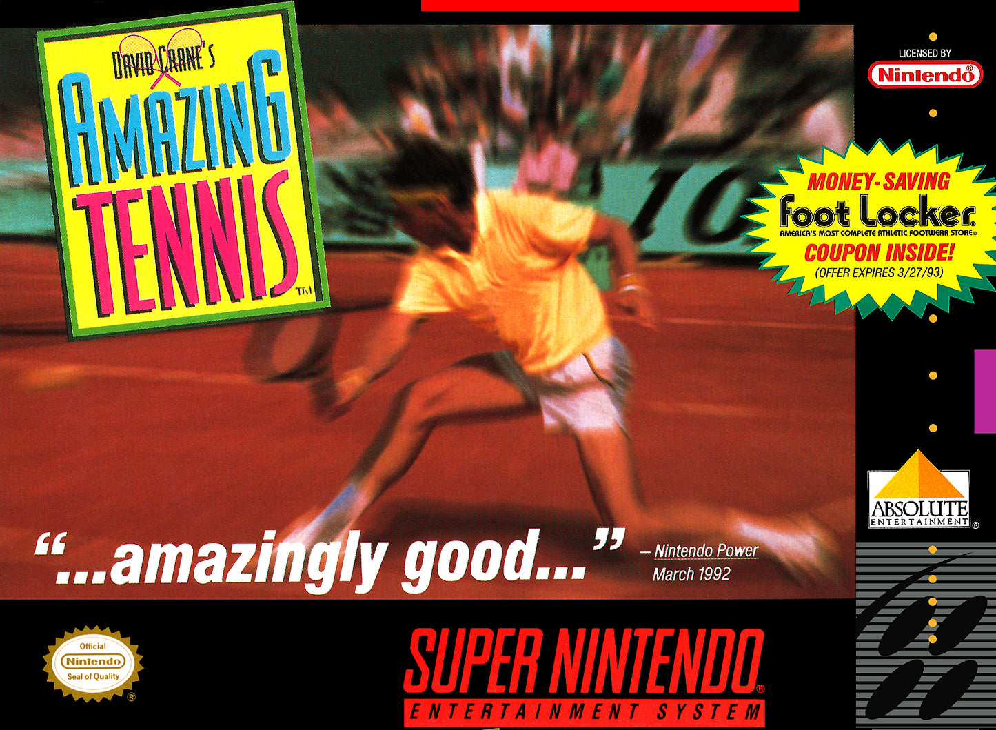 DAVID CRANE'S AMAZING TENNIS - SNES (W/BOX & MANUAL)