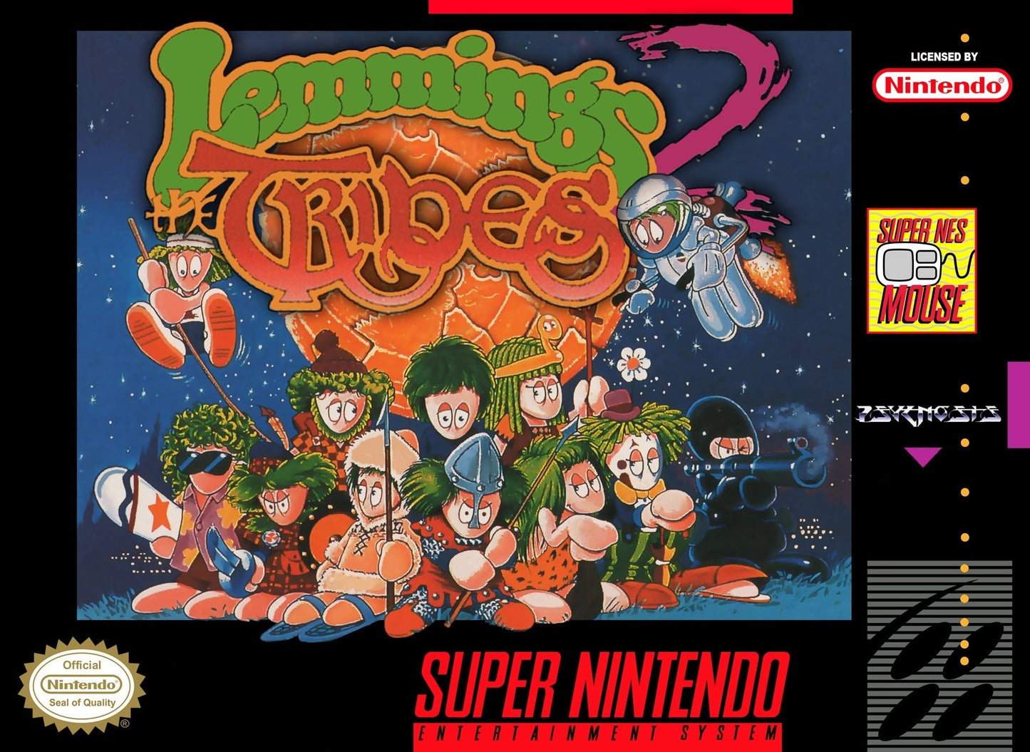 LEMMINGS 2: THE TRIBES - SNES (W/BOX & MANUAL)
