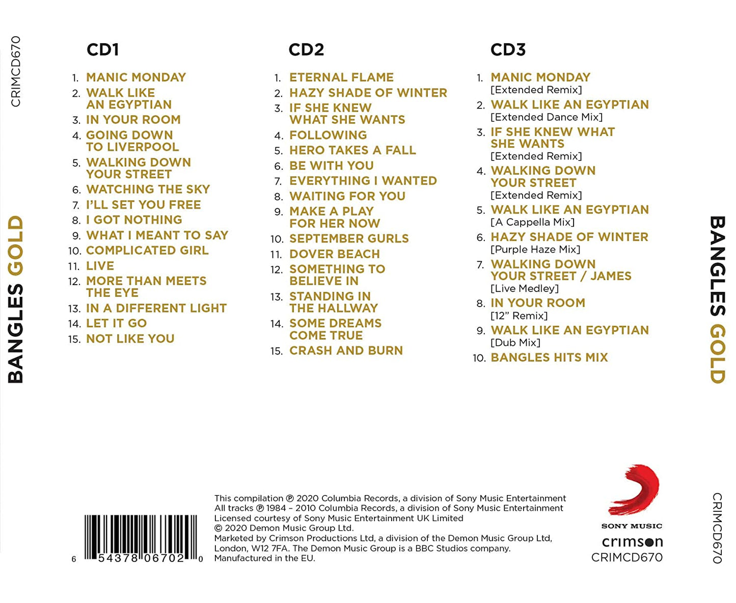 BANGLES  - GOLD (3CDS)