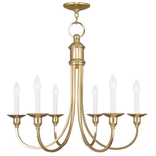 HOPKINS, LIGHTNIN'  - LIVEX LIGHTING 5146-02 CASUAL TRANSITIONAL 6-LIGHT POLISHED BRASS CHANDELIER