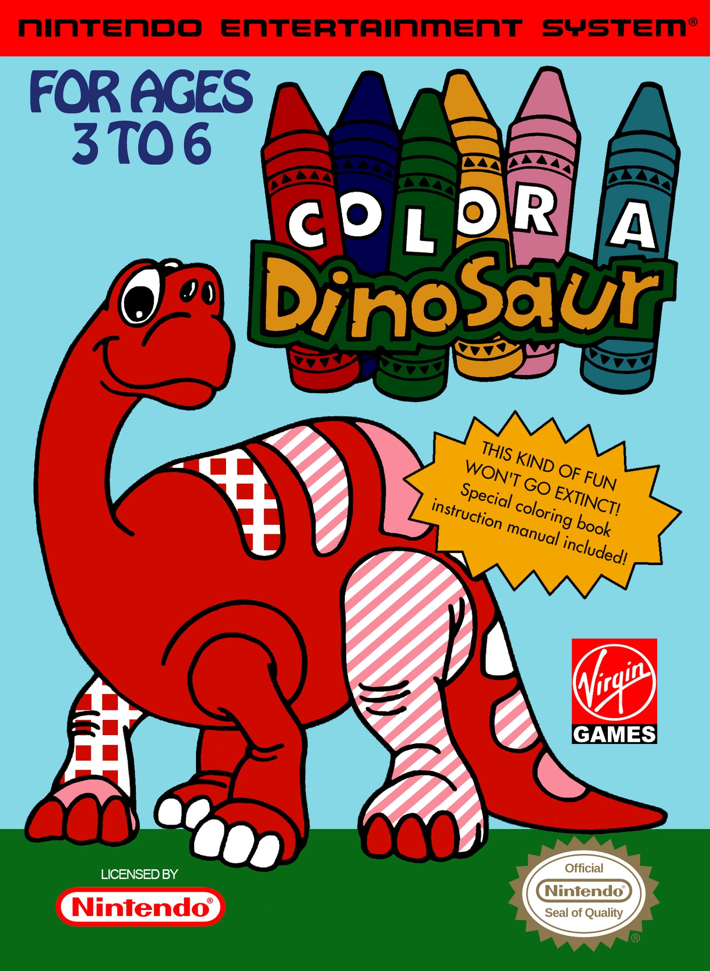 COLOR A DINOSAUR  - NES (W/BOX & MANUAL)