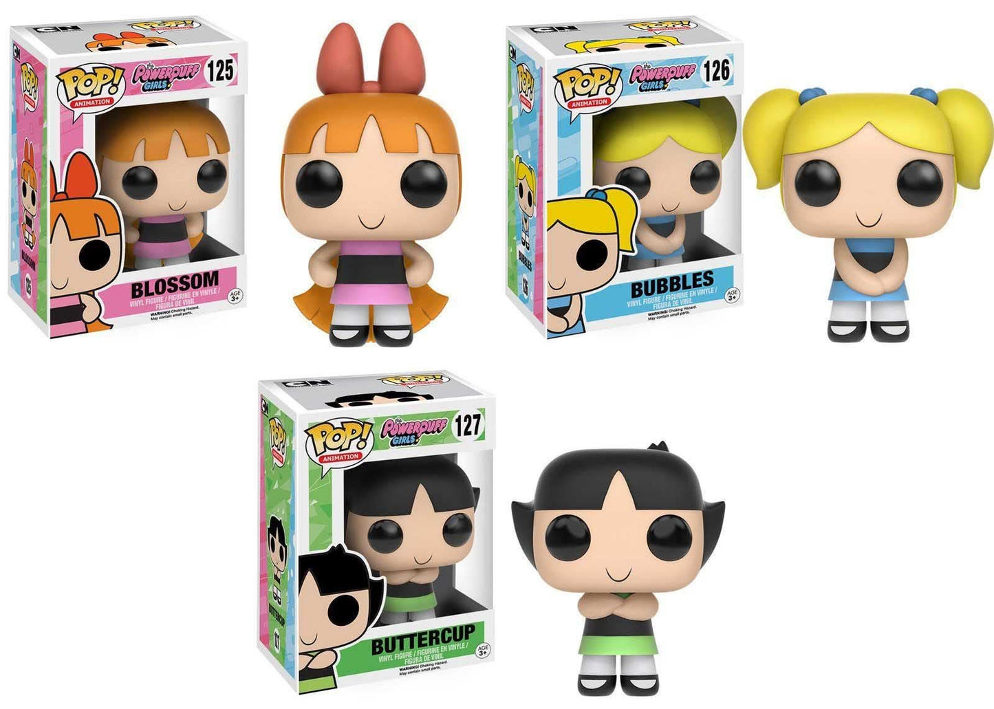 POWERPUFF GIRLS: BLOSSOM #125/BUBBLES #126/BUTTERCUP #127/MOJO JOJO #201/HIM #202 - FUNKO POP!-SET OF 5