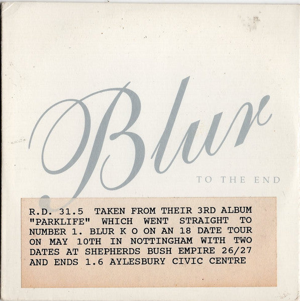 BLUR  - TO THE END (CDS)