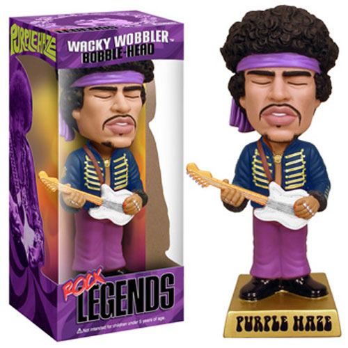 JIMI HENDRIX (PURPLE HAZE)(WHITE GUITAR) - WACKY WOBBLERS-BOBBLE-HEAD-ROCK LEGENDS