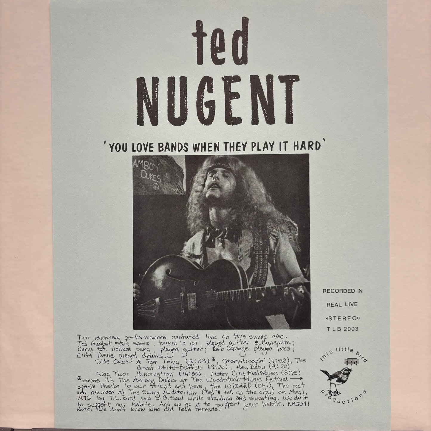 Ted Nugent - You Love Bands When They Play It Hard (Used LP)