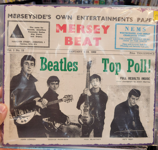 BEATLES: NEWS PAPER MERSEY BEAT CUT OUT - CARDBOARD STANDEE