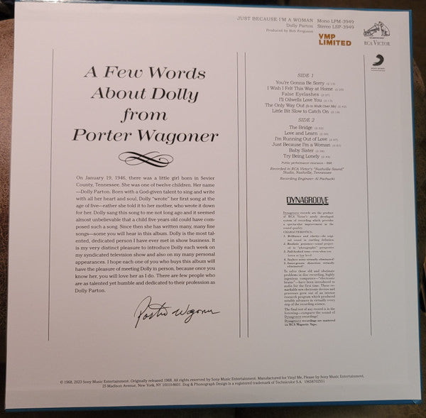 Dolly Parton - Just Because I'm A Woman (Canary Yellow Galaxy) (Used LP)