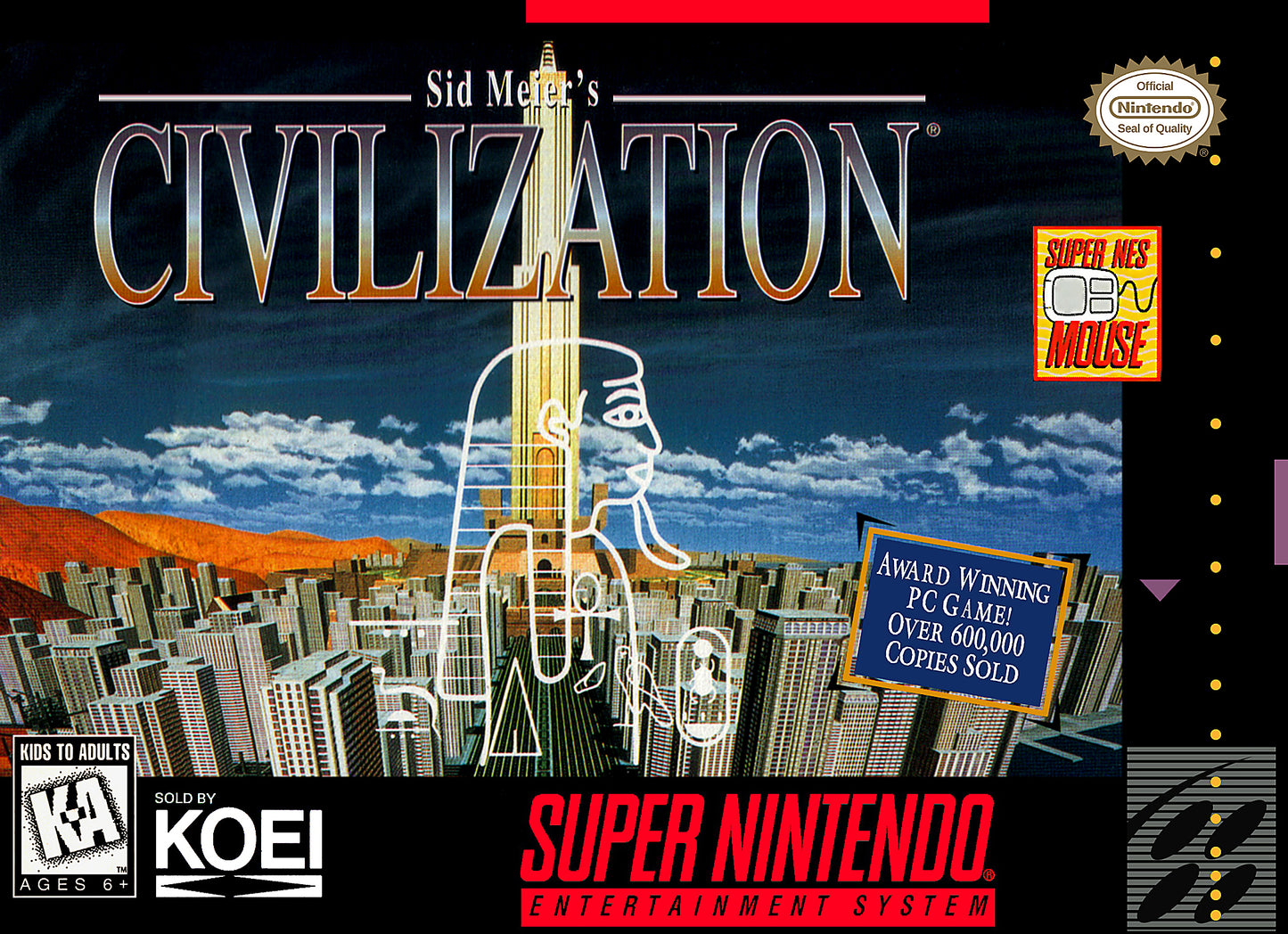 SID MEIER'S CIVILIZATION  - SNES (W/BOX & MANUAL)