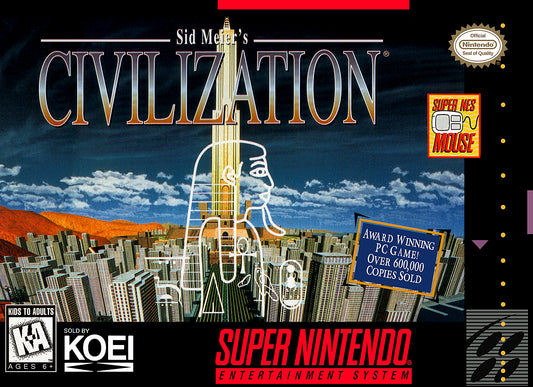 SID MEIER'S CIVILIZATION  - SNES (W/BOX & MANUAL)