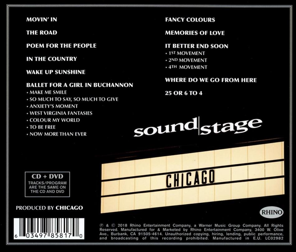 CHICAGO  - CHICAGO II: LIVE ON SOUNDSTAGE