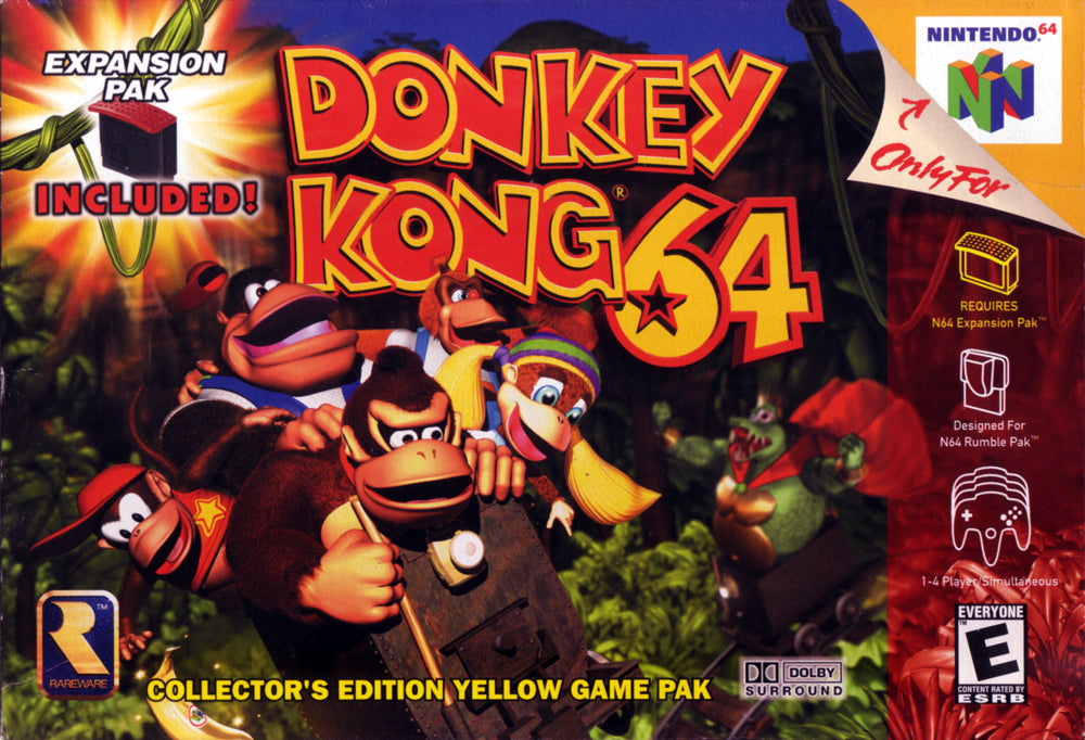 DONKEY KONG 64 (YELLOW CART)  - N64 (W/BOX & MANUAL)
