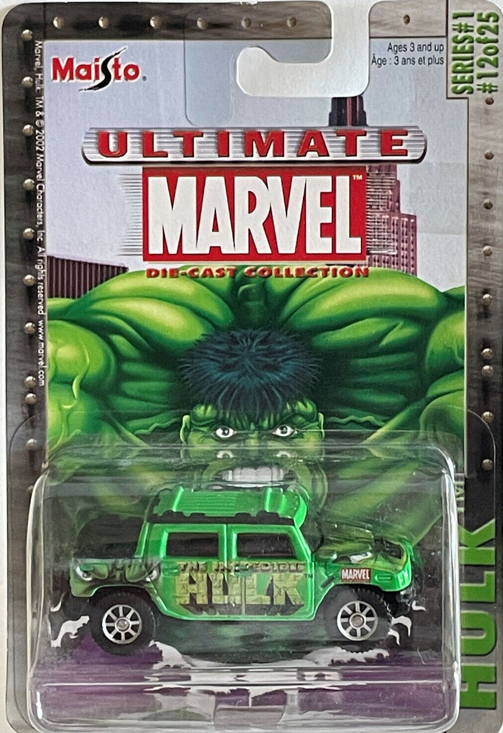 ULTIMATE MARVEL: INCREDIBLE HULK CARS (12 OF 25) - MAISTO-DIE-CAST-2002-SERIES 1