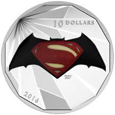 BATMAN V SUPERMAN: DAWN OF JUSTICE LOGO - $10 COIN-1/2 OZ FINE SILVER-2016