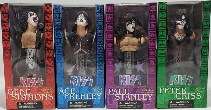 KISS: GENE/PETER/PAUL/ACE (COLOUR STATUE - MCFARLANE-BUST-SET OF 4