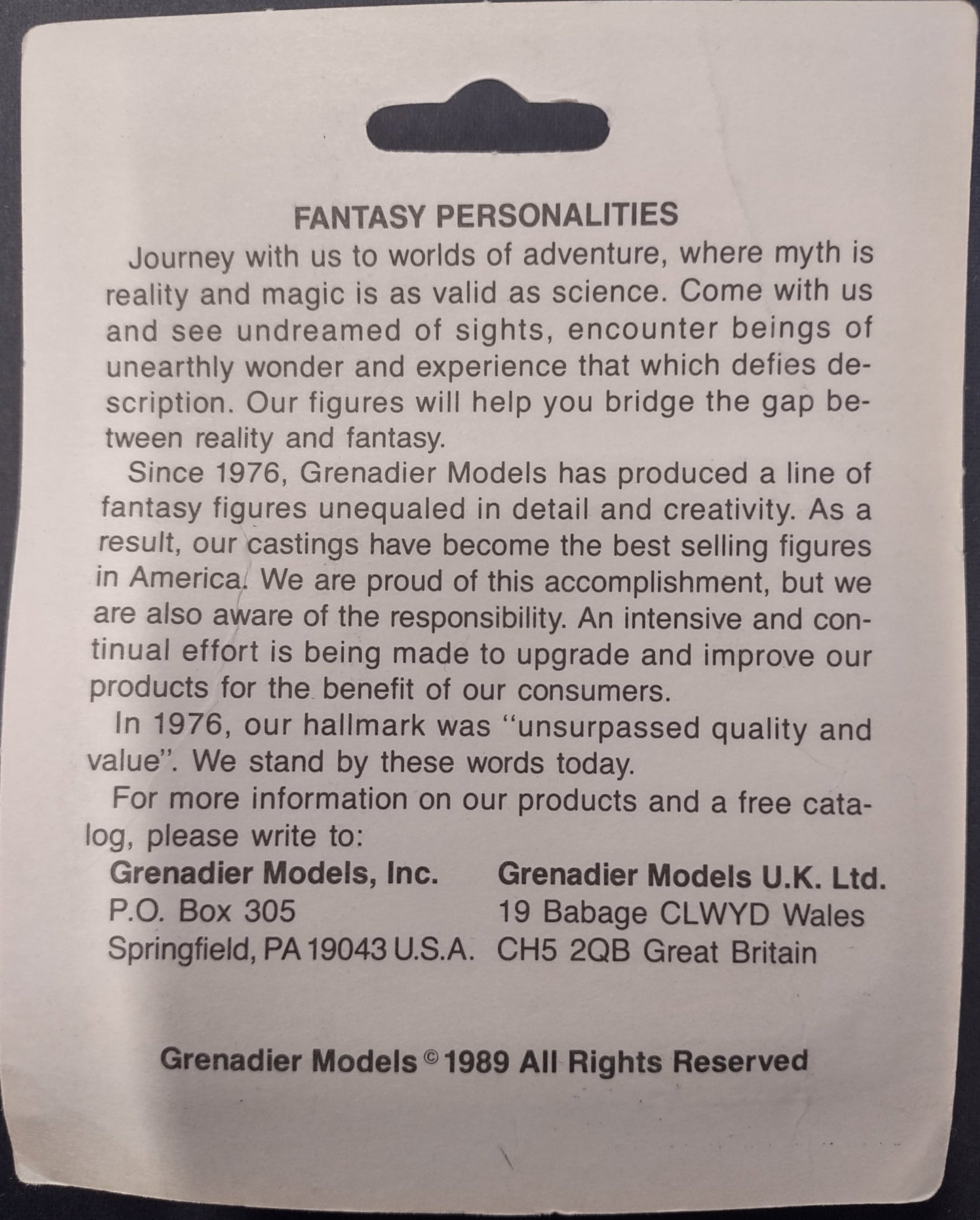 FANTASY PERSONALITIES: INQUISITOR # 1135 (ANDREW CHERNACK) - GRENADIER MODELS-1989