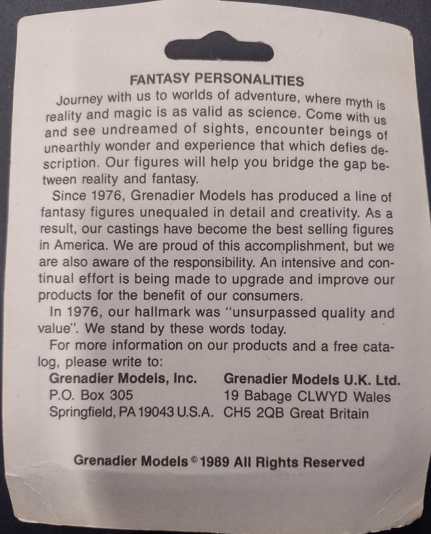 FANTASY PERSONALITIES: ICE WARRIOR #1117 - GRENADIER MODELS