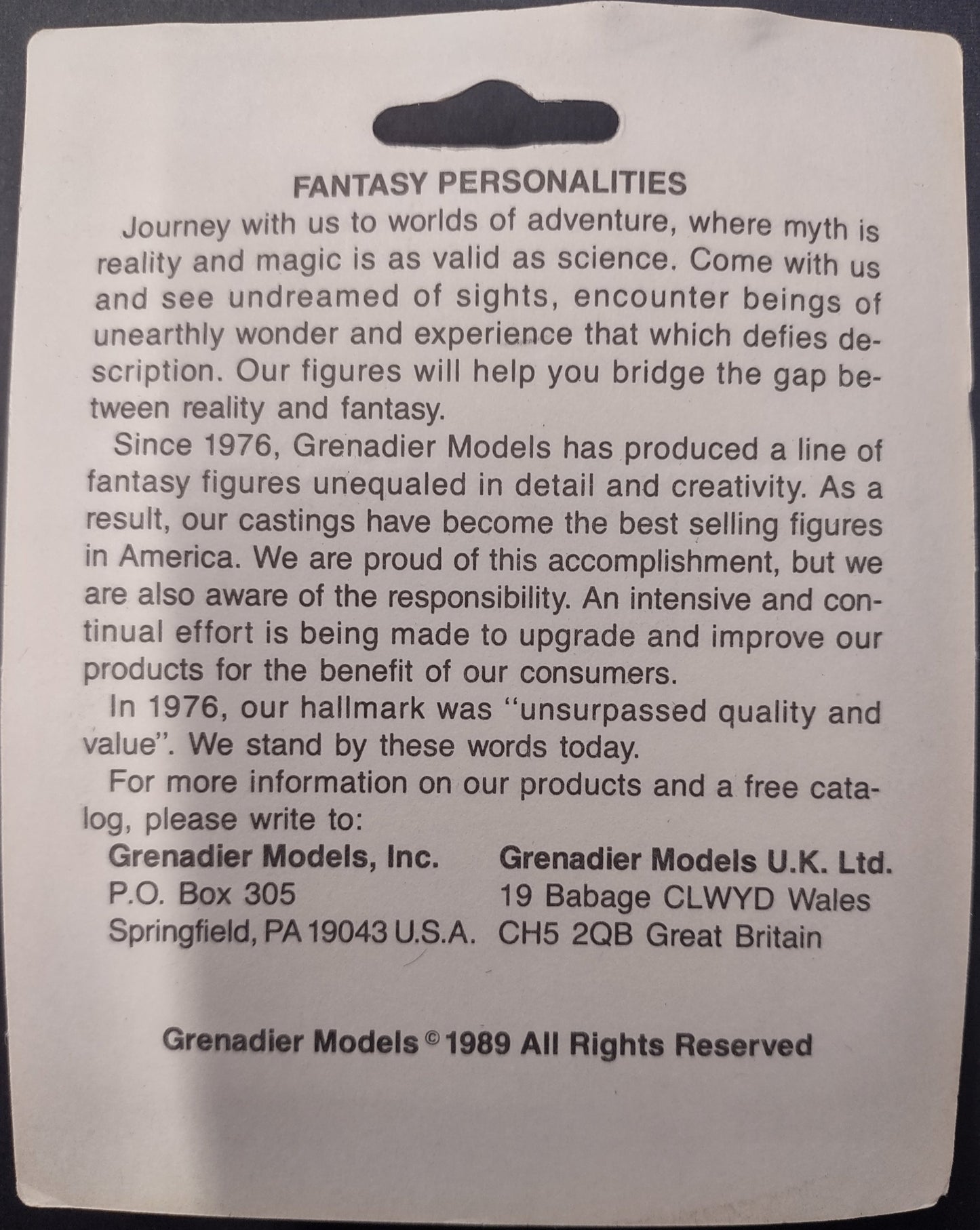 FANTASY PERSONALITIES: OAF MERCENARY #1118 (ANDREW CHERNACK) - GRENADIER MODELS-1989