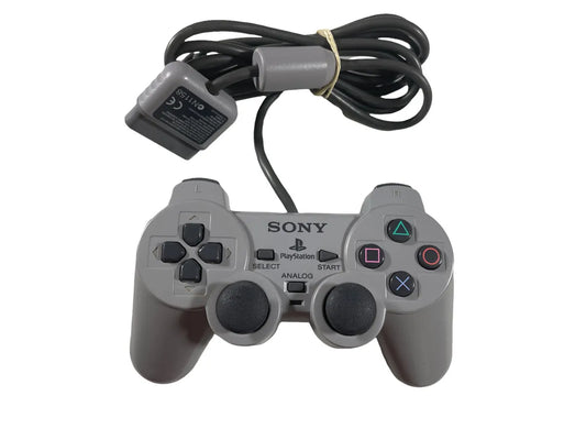 PS1 CONTROLLER (DUAL SHOCK)(HARDWARE)  - PS1-GREY-CONVEX ANALOG STICKS