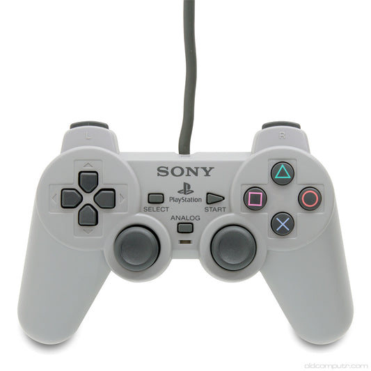 PS1 CONTROLLER (DUAL ANALOG)(HARDWARE)  - PS1-GREY-CONCAVE ANALOG STICKS