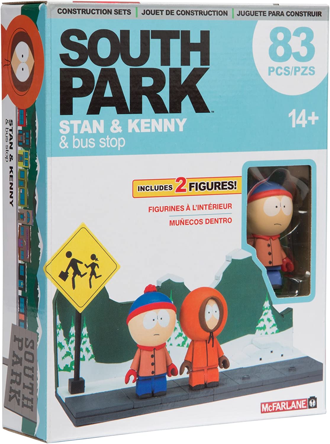 SOUTH PARK: KENNY & STAN W/BUS STOP - MCFARLANE-CONSTRUCTION SET