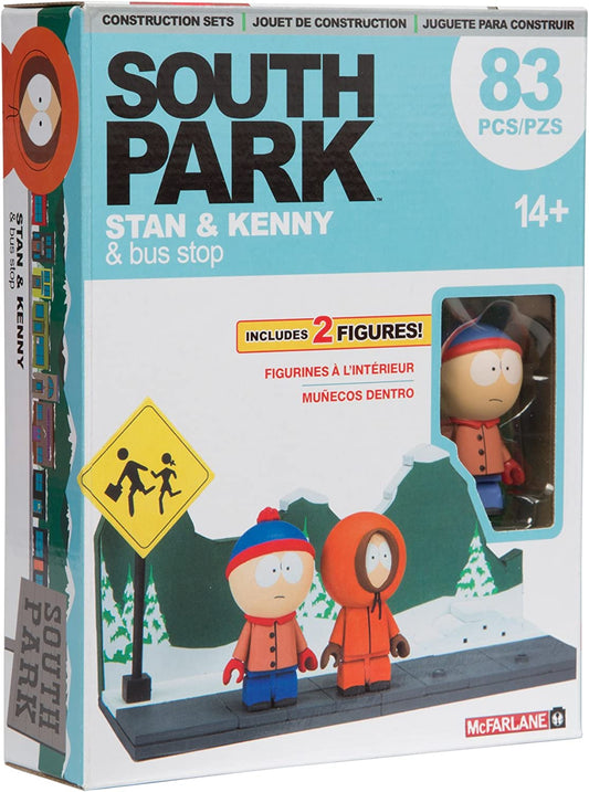 SOUTH PARK: KENNY & STAN W/BUS STOP - MCFARLANE-CONSTRUCTION SET