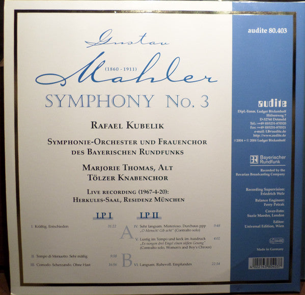 Gustav Mahler - Symphony No. 3 (German Import) (Used LP)