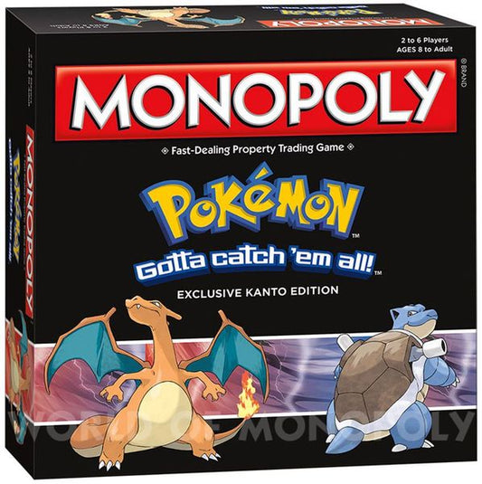 POKEMON: MONOPOLY KANTO EDITION - BOARD GAME-HASBRO-OPEN BOX-DAMAGED BOX